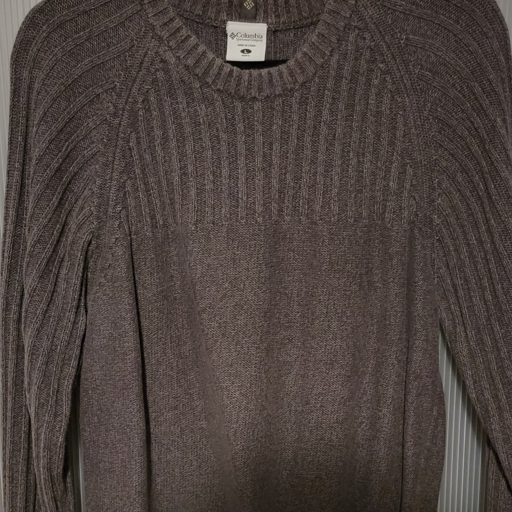 Columbia 100% Cotton sweater men's large gray earth tone